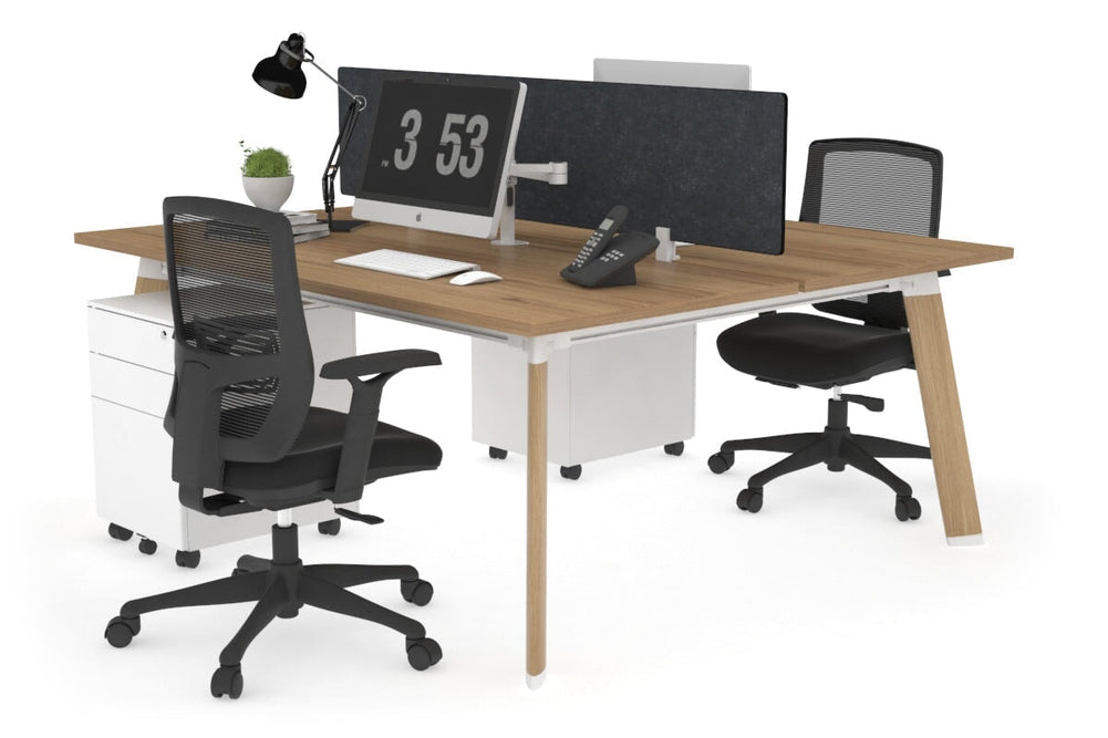 Switch - 2 Person Workstation Wood Imprint Frame [1200L x 800W with Cable Scallop]-salvage oak grey acoustic perspex (400H x 800W) 
