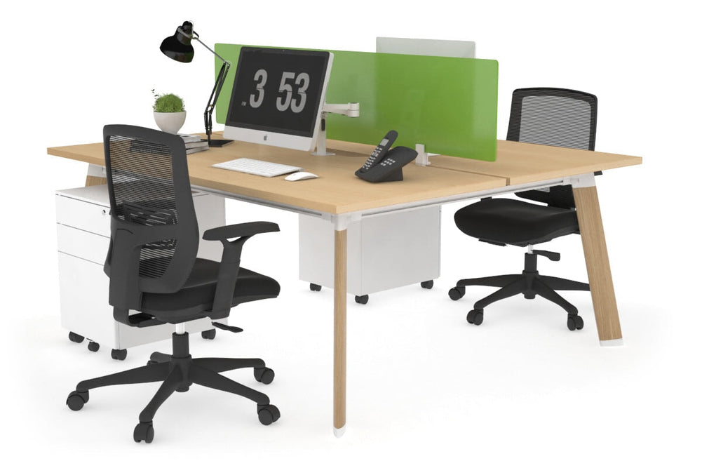 Switch - 2 Person Workstation Wood Imprint Frame [1200L x 800W with Cable Scallop]-maple green perspex (400H x 800W) 