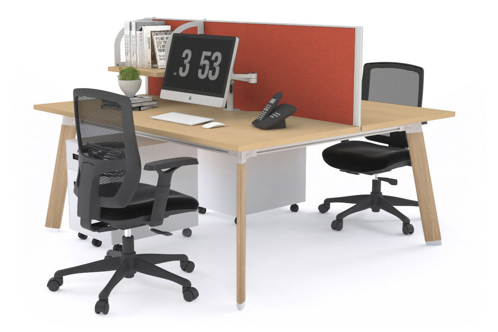 Switch - 2 Person Workstation Wood Imprint Frame [1200L x 800W with Cable Scallop]-maple orange squash (500H x 1200W) 