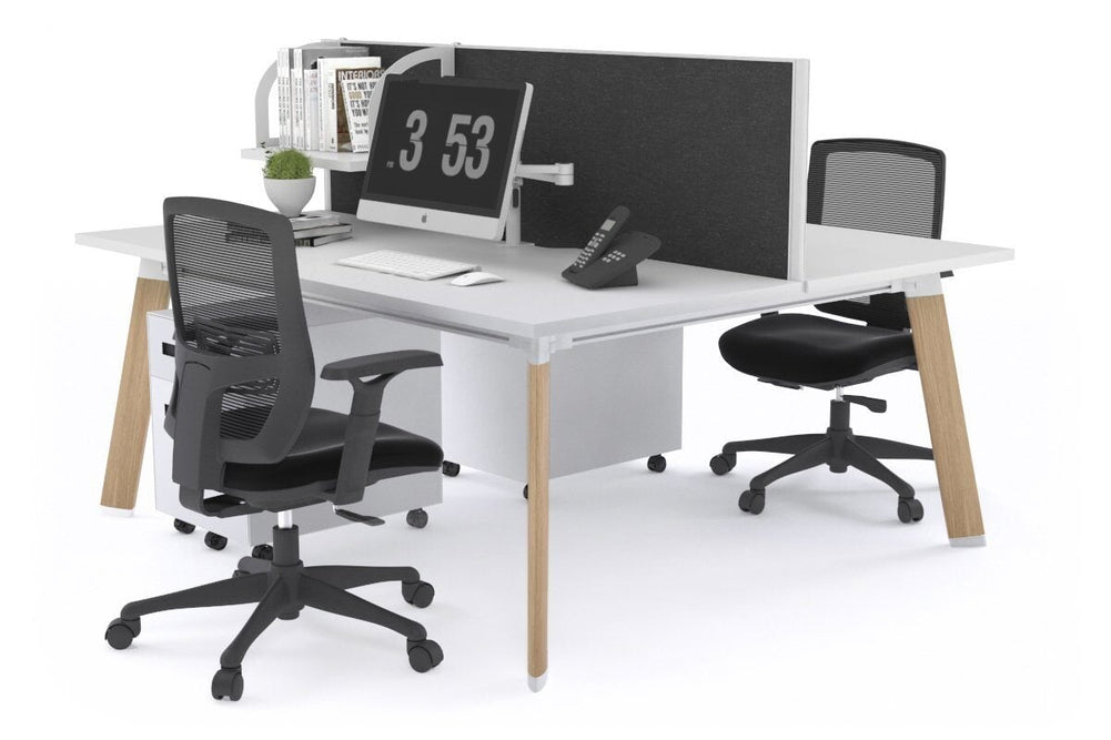 Switch - 2 Person Workstation Wood Imprint Frame [1200L x 800W with Cable Scallop]-white moody charcoal (500H x 1200W) 