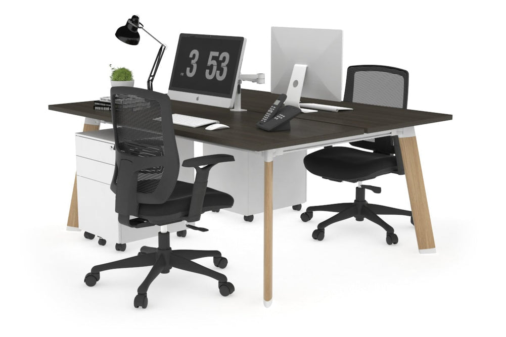 Switch - 2 Person Workstation Wood Imprint Frame [1400L x 700W]-dark oak none 