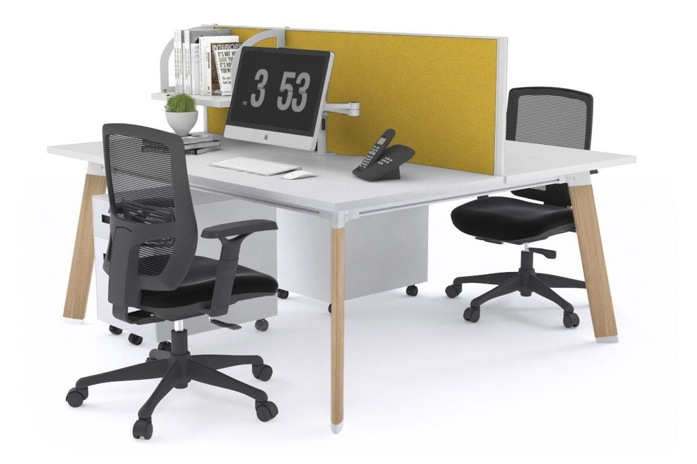 Switch - 2 Person Workstation Wood Imprint Frame [1400L x 700W]-white mustard yellow (500H x 1400W) 