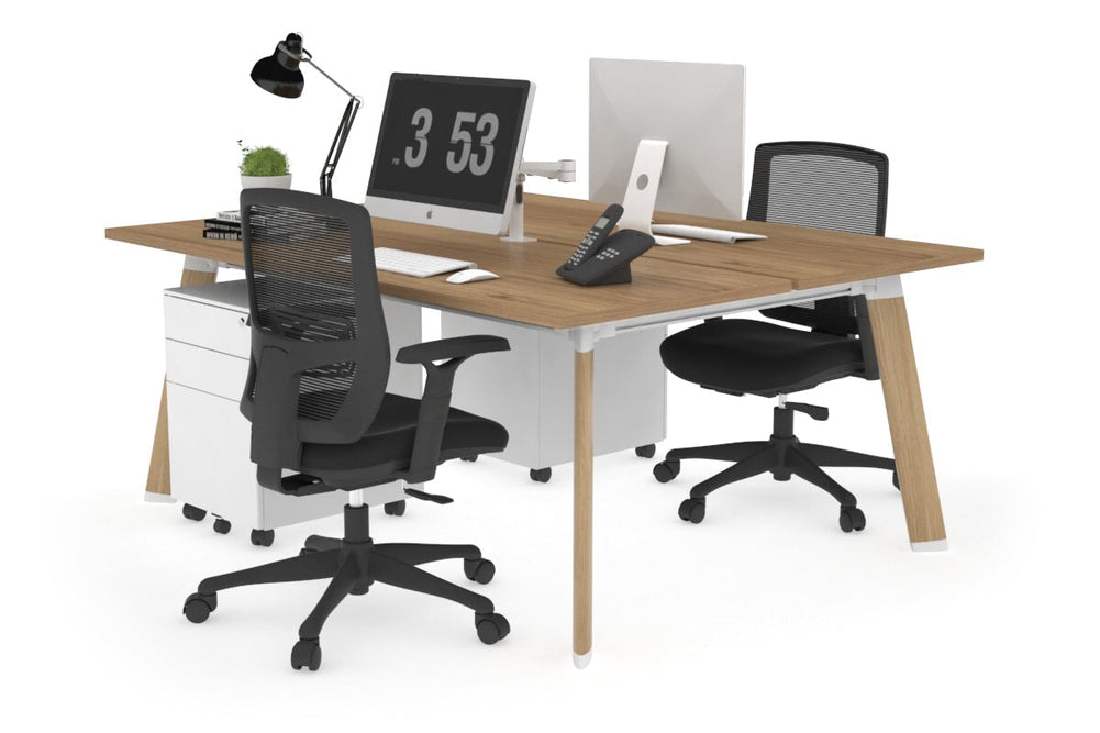 Switch - 2 Person Workstation Wood Imprint Frame [1400L x 700W]-salvage oak none 