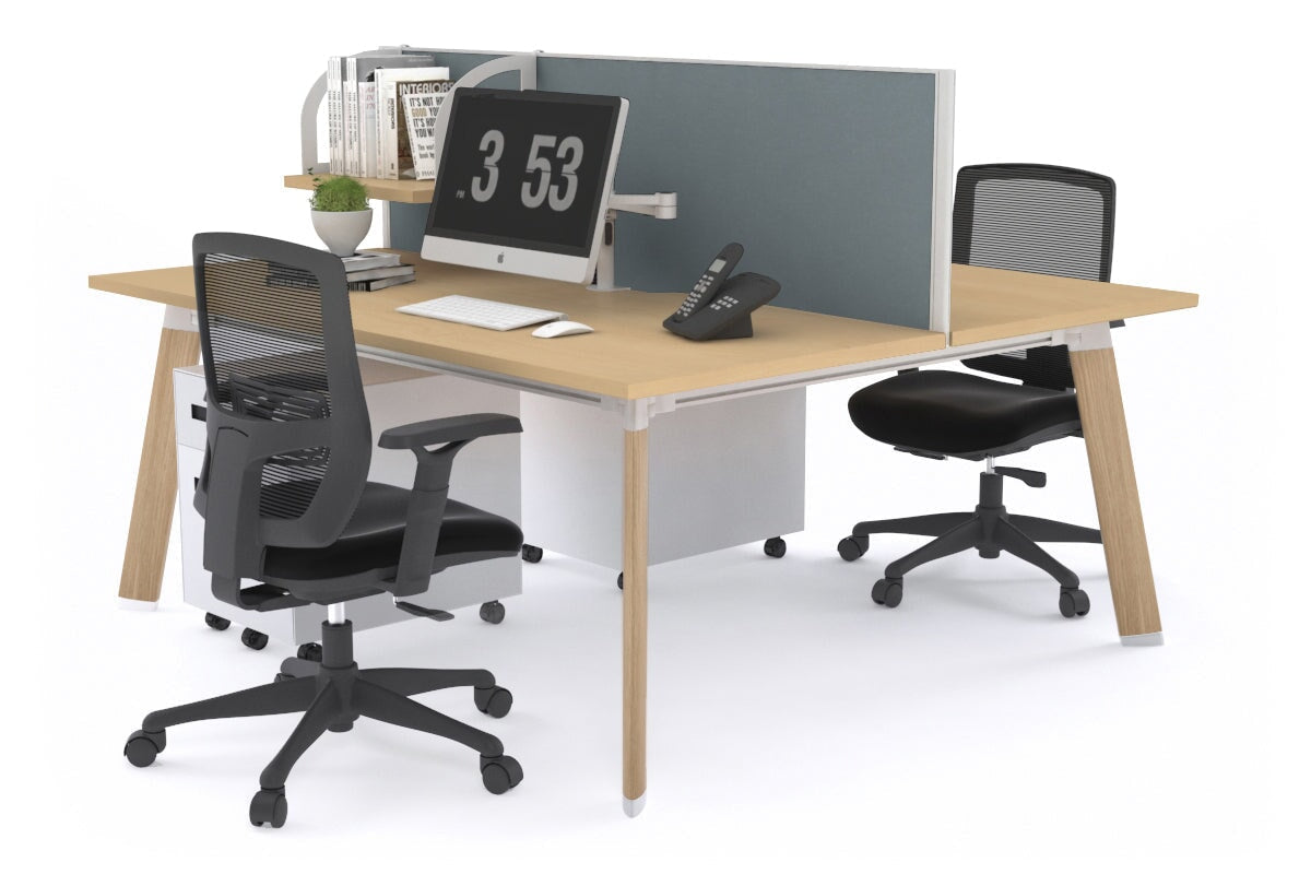 Switch - 2 Person Workstation Wood Imprint Frame [1400L x 800W with Cable Scallop]-maple cool grey (500H x 1400W) 