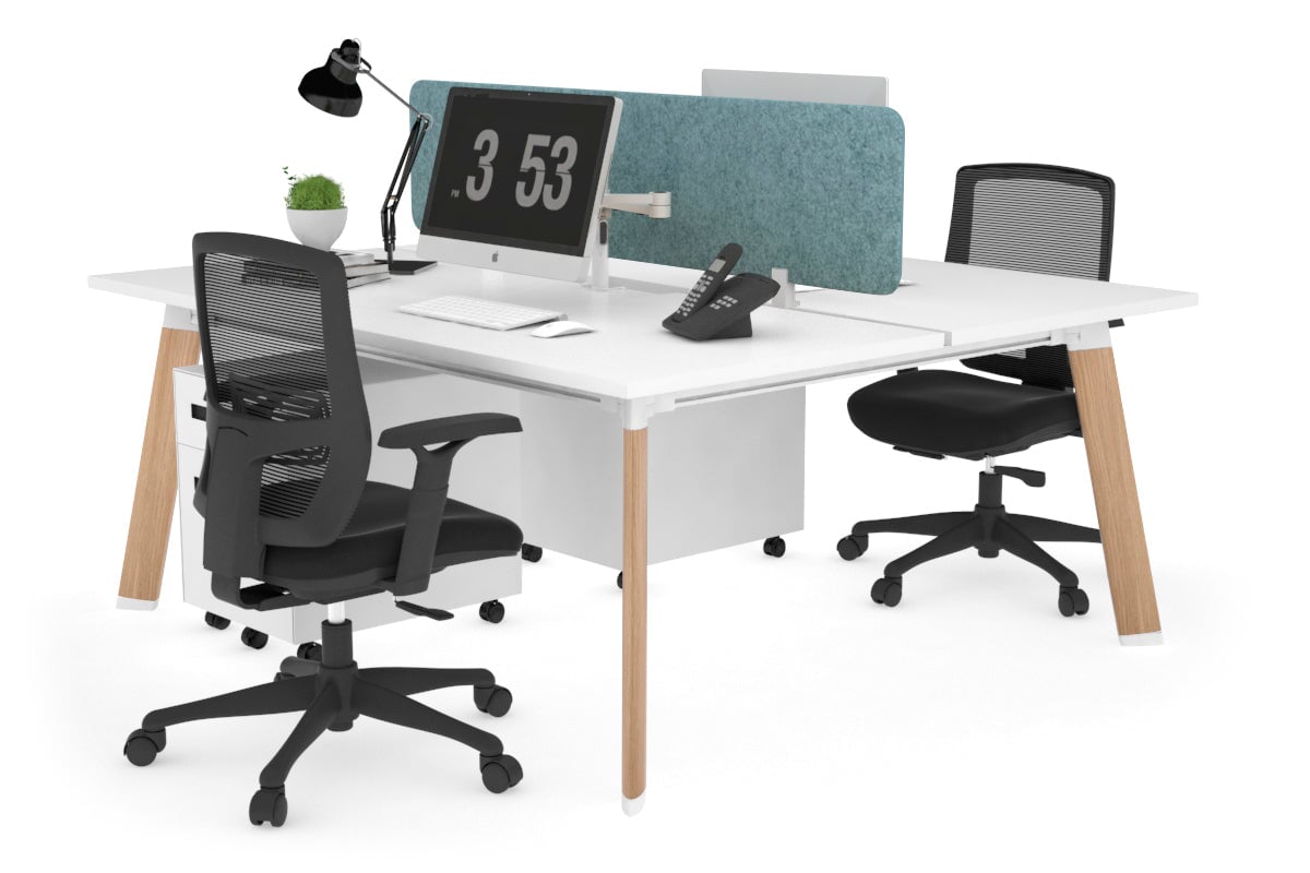 Switch - 2 Person Workstation Wood Imprint Frame [1400L x 800W with Cable Scallop] Jasonl white blue echo panel (400H x 1200W) 