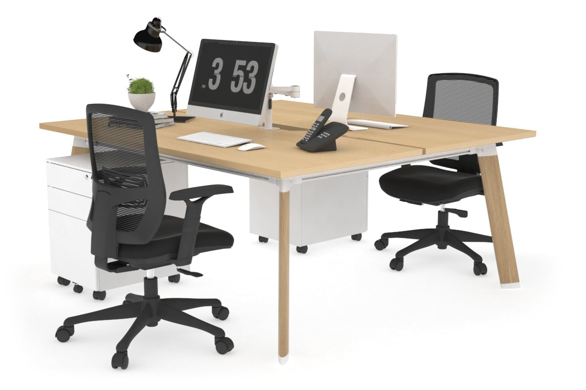 Switch - 2 Person Workstation Wood Imprint Frame [1400L x 800W with Cable Scallop]-maple none 