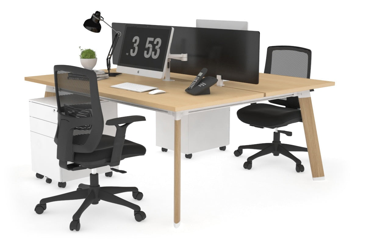 Switch - 2 Person Workstation Wood Imprint Frame [1400L x 800W with Cable Scallop] Jasonl maple black perspex (400H x 800W) 