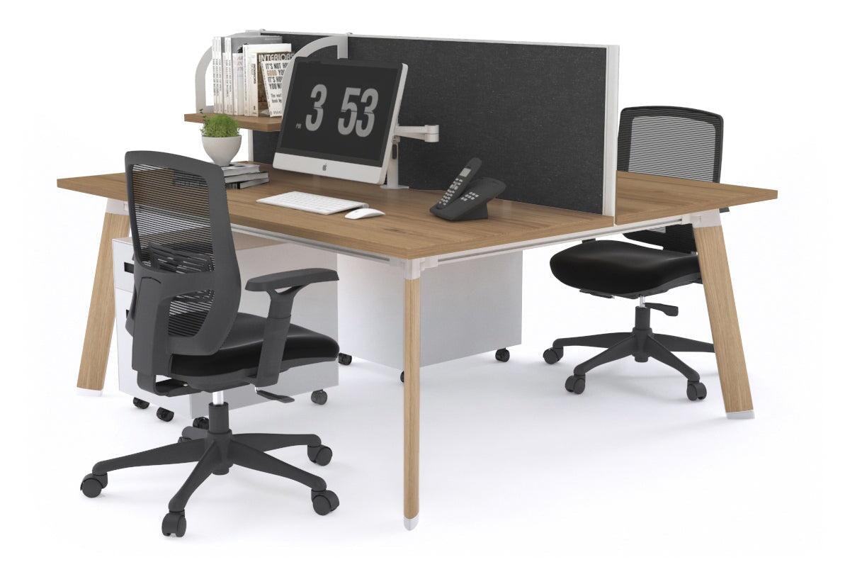 Switch - 2 Person Workstation Wood Imprint Frame [1400L x 800W with Cable Scallop]-salvage oak moody charcoal (500H x 1400W) 