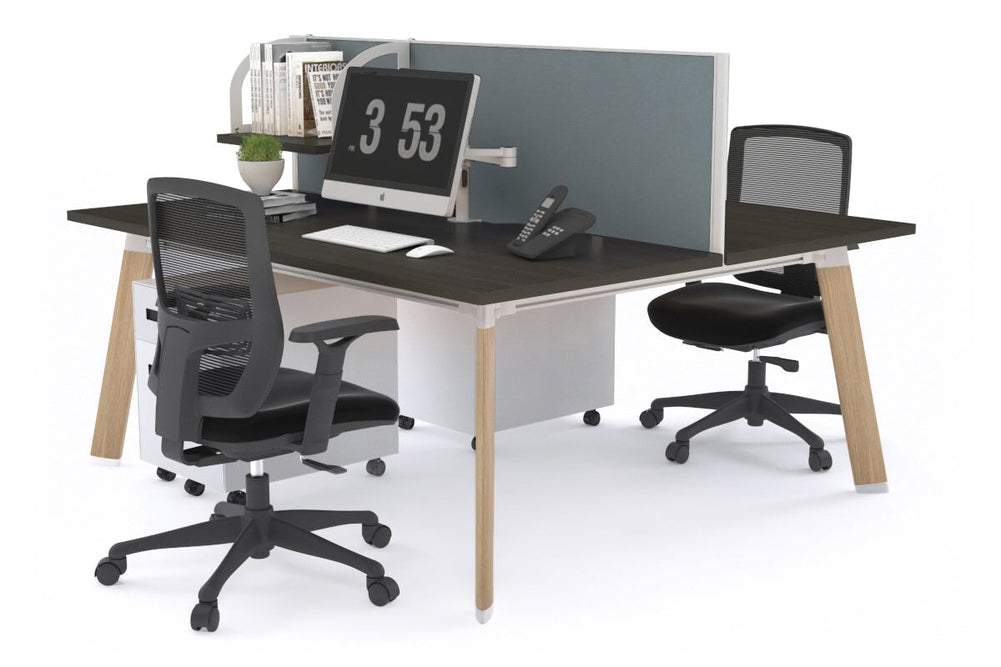 Switch - 2 Person Workstation Wood Imprint Frame [1400L x 800W with Cable Scallop]-dark oak cool grey (500H x 1400W) 