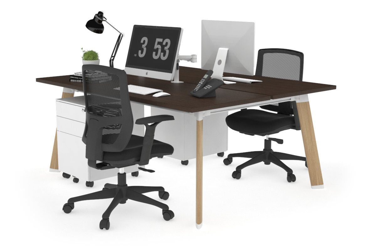 Switch - 2 Person Workstation Wood Imprint Frame [1400L x 800W with Cable Scallop]-dark oak moody charcoal (500H x 1400W) 