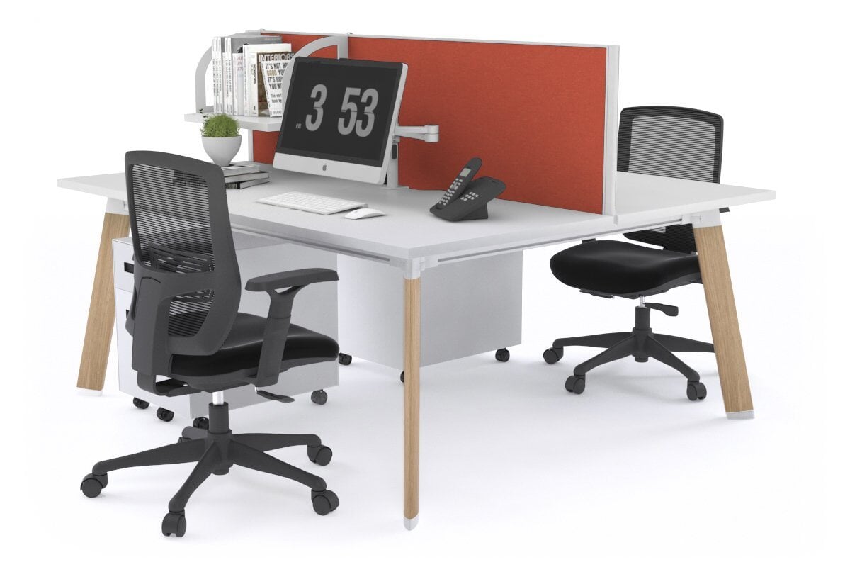 Switch - 2 Person Workstation Wood Imprint Frame [1400L x 800W with Cable Scallop]-white orange squash (500H x 1400W) 