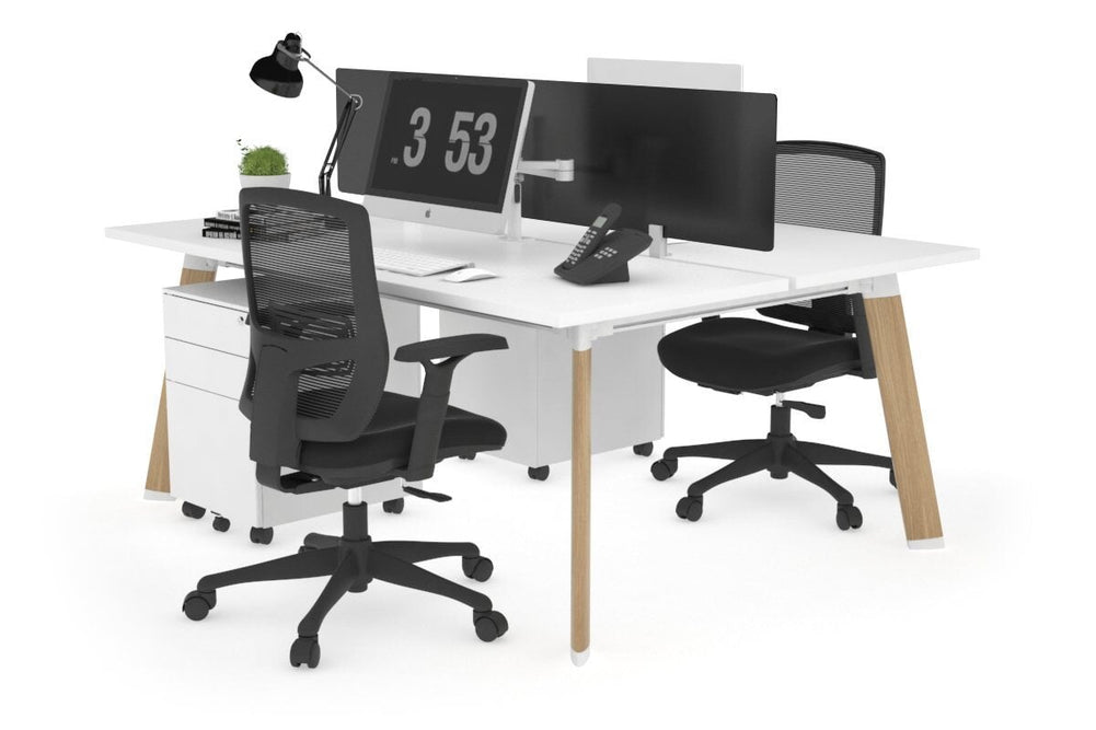 Switch - 2 Person Workstation Wood Imprint Frame [1600L x 700W]-white black perspex (400H x 1500W) 