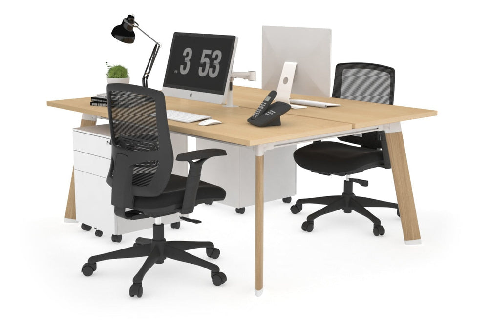 Switch - 2 Person Workstation Wood Imprint Frame [1600L x 700W]-maple none 