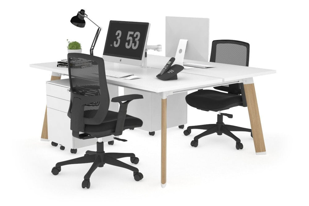 Switch - 2 Person Workstation Wood Imprint Frame [1800L x 700W]-white none 