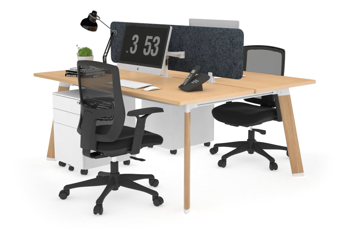 Switch - 2 Person Workstation Wood Imprint Frame [1800L x 700W]-maple dark grey echo panel (400H x 1600W) 