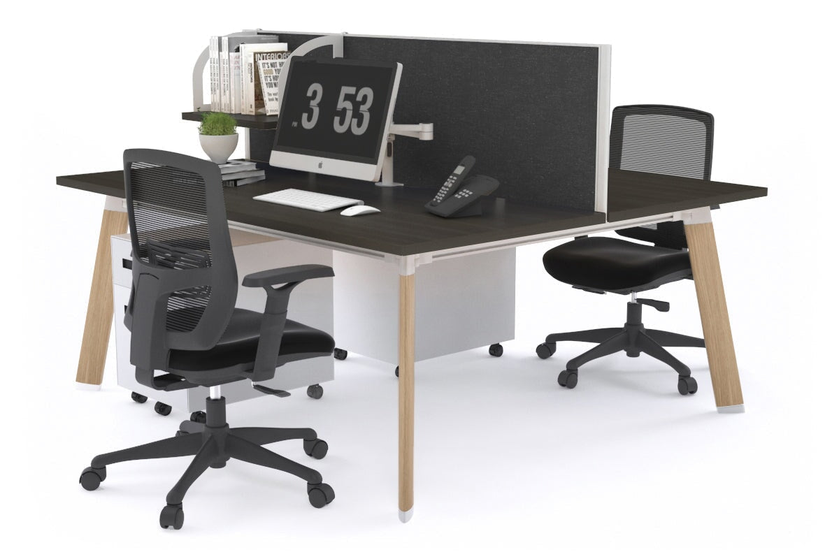 Switch - 2 Person Workstation Wood Imprint Frame [1800L x 700W]-dark oak moody charcoal (500H x 1800W) 