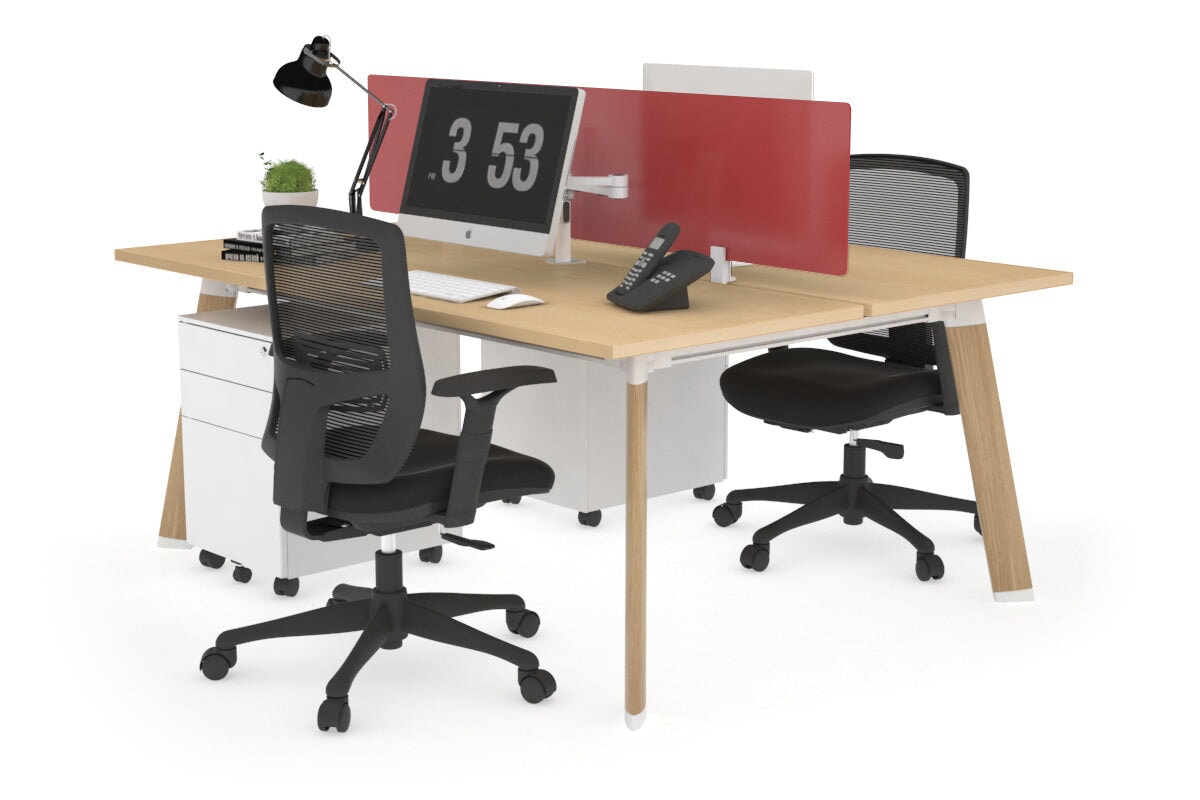 Switch - 2 Person Workstation Wood Imprint Frame [1800L x 700W] Jasonl maple red perspex (400H x 1500W) 
