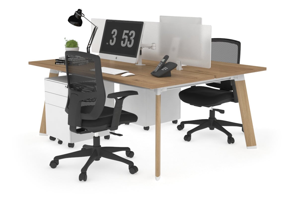 Switch - 2 Person Workstation Wood Imprint Frame [1800L x 700W] Jasonl salvage oak white perspex (400H x 1500W) 