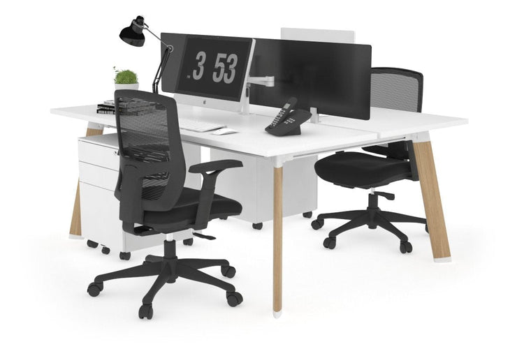 Switch - 2 Person Workstation Wood Imprint Frame [1800L x 700W] Jasonl white black perspex (400H x 1500W) 