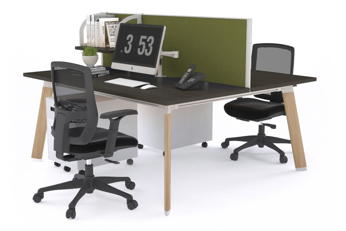 Switch - 2 Person Workstation Wood Imprint Frame [1800L x 700W]-dark oak green moss (500H x 1800W) 
