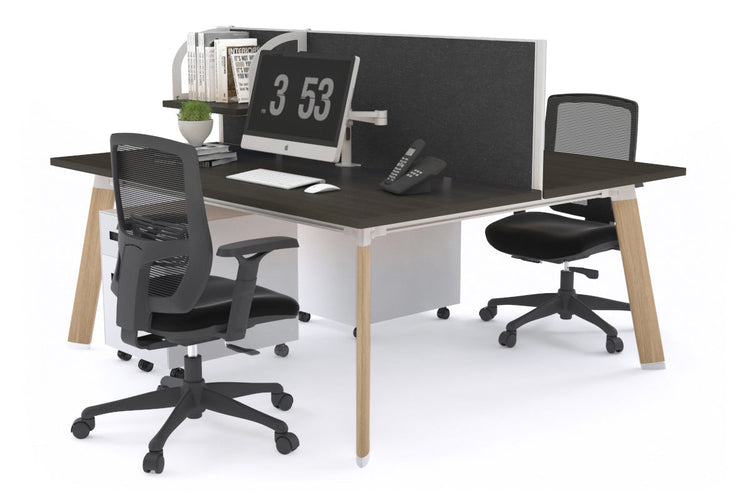 Switch - 2 Person Workstation Wood Imprint Frame [1800L x 800W with Cable Scallop] Jasonl dark oak moody charcoal (500H x 1800W) 