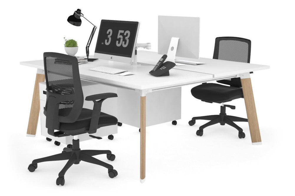 Switch - 2 Person Workstation Wood Imprint Frame [1800L x 800W with Cable Scallop]-white none 