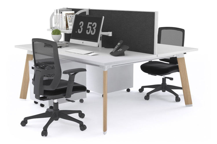 Switch - 2 Person Workstation Wood Imprint Frame [1800L x 800W with Cable Scallop] Jasonl white moody charcoal (500H x 1800W) 