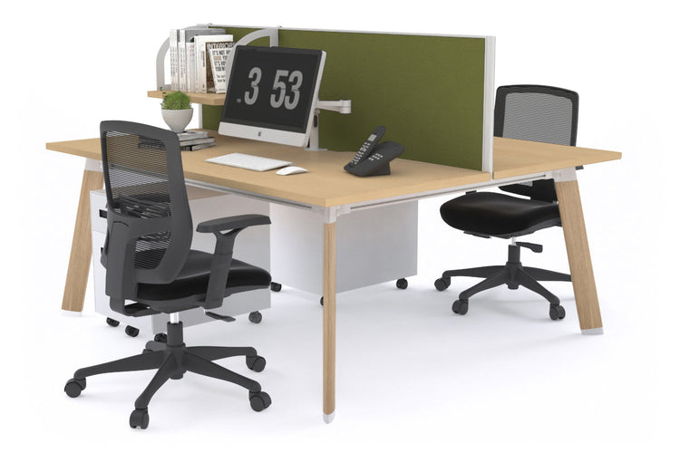 Switch - 2 Person Workstation Wood Imprint Frame [1800L x 800W with Cable Scallop] Jasonl maple green moss (500H x 1800W) 