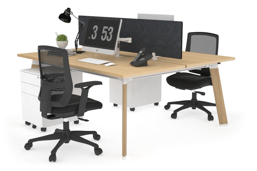 Switch - 2 Person Workstation Wood Imprint Frame [1800L x 800W with Cable Scallop]-maple grey acoustic perspex (400H x 1500W) 