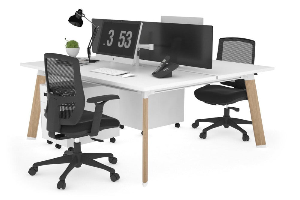 Switch - 2 Person Workstation Wood Imprint Frame [1800L x 800W with Cable Scallop]-white black perspex (400H x 1500W) 