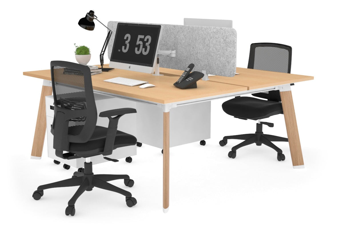 Switch - 2 Person Workstation Wood Imprint Frame [1800L x 800W with Cable Scallop] Jasonl maple light grey echo panel (400H x 1600W) 