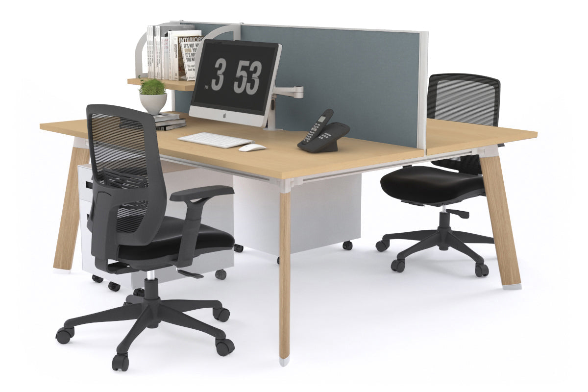 Switch - 2 Person Workstation Wood Imprint Frame [1800L x 800W with Cable Scallop] Jasonl maple cool grey (500H x 1800W) 