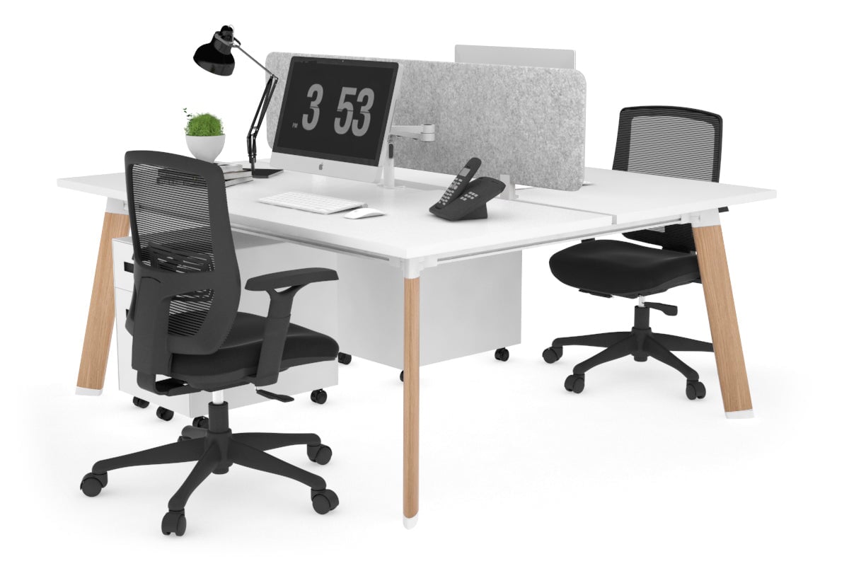 Switch - 2 Person Workstation Wood Imprint Frame [1800L x 800W with Cable Scallop]-white light grey echo panel (400H x 1600W) 