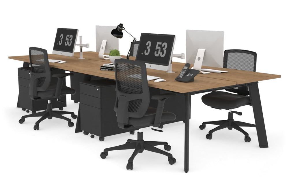 Switch - 4 Person Workstation Black Frame [1200L x 700W]-salvage oak none 