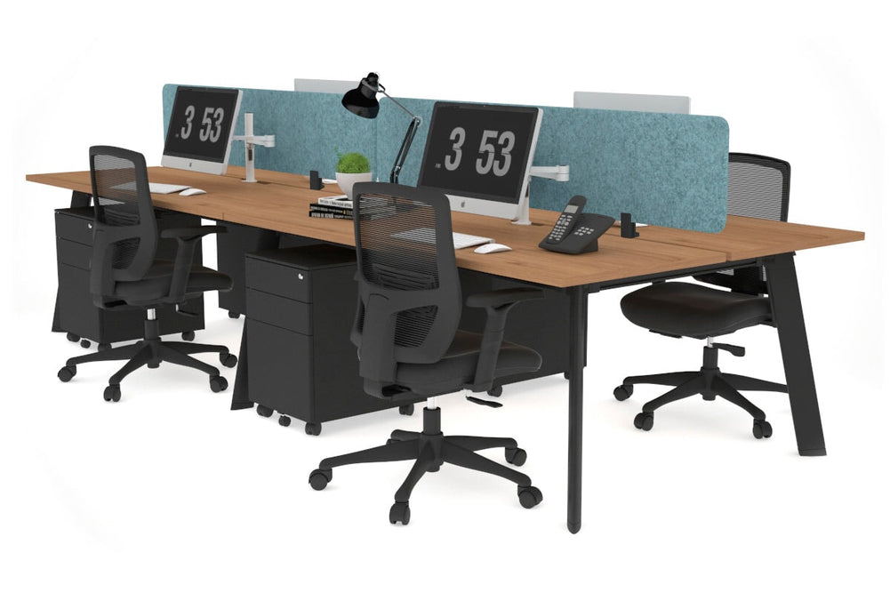 Switch - 4 Person Workstation Black Frame [1200L x 800W with Cable Scallop]-salvage oak blue acoustic panel (400H x 1200W) 
