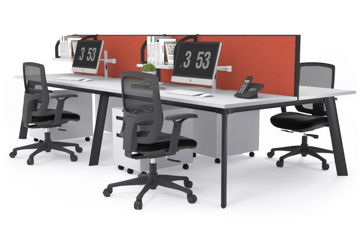 Switch - 4 Person Workstation Black Frame [1400L x 700W] Jasonl white orange squash (500H x 1400W) 