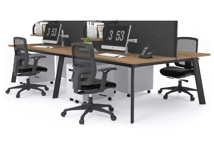Switch - 4 Person Workstation Black Frame [1400L x 700W] Jasonl salvage oak moody charcoal (500H x 1400W) 