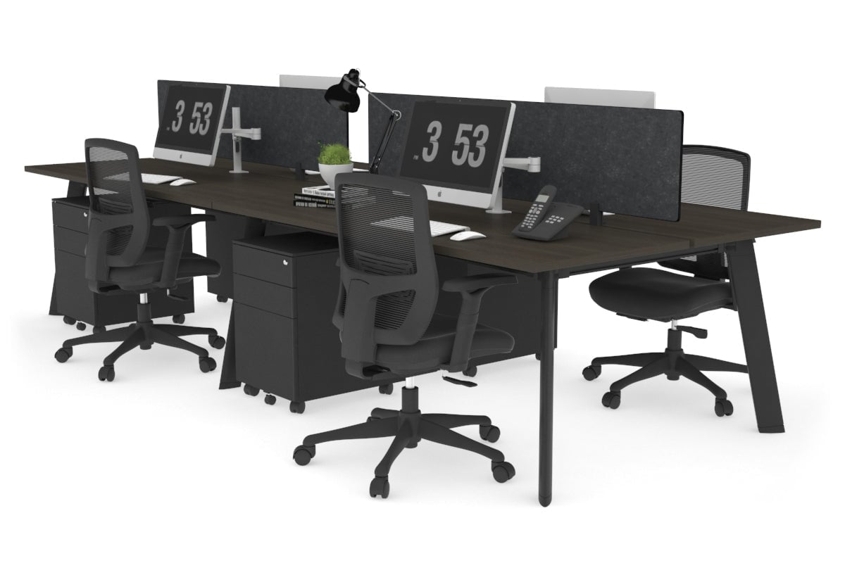Switch - 4 Person Workstation Black Frame [1400L x 700W] Jasonl dark oak grey echo perspex (400H x 800W) 