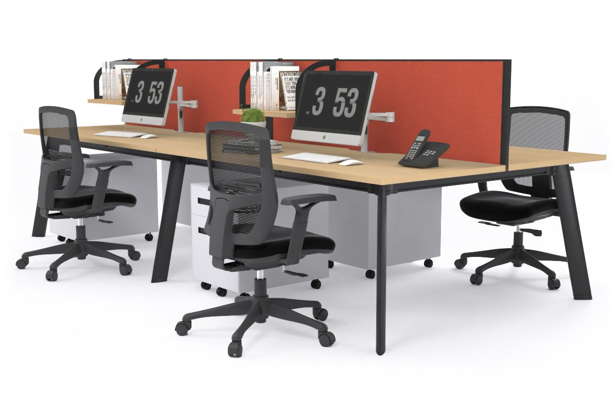 Switch - 4 Person Workstation Black Frame [1400L x 700W] Jasonl maple orange squash (500H x 1400W) 