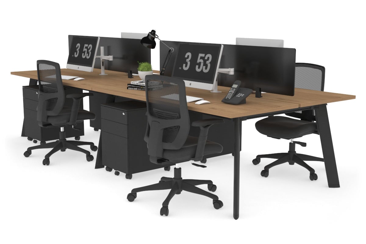Switch - 4 Person Workstation Black Frame [1400L x 700W] Jasonl salvage oak black perspex (400H x 800W) 
