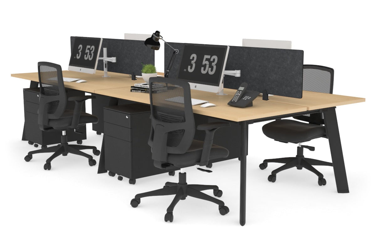 Switch - 4 Person Workstation Black Frame [1400L x 700W] Jasonl maple grey echo perspex (400H x 800W) 