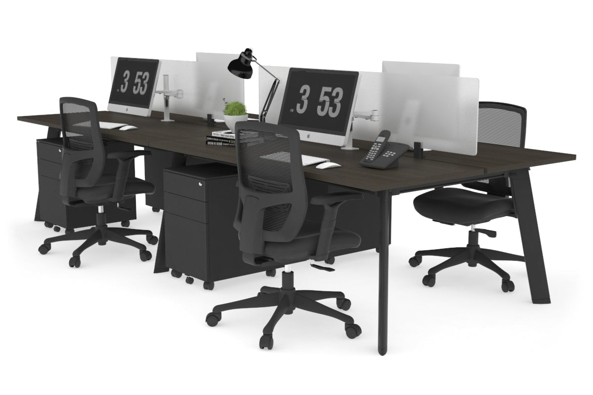 Switch - 4 Person Workstation Black Frame [1400L x 700W] Jasonl dark oak white perspex (400H x 800W) 