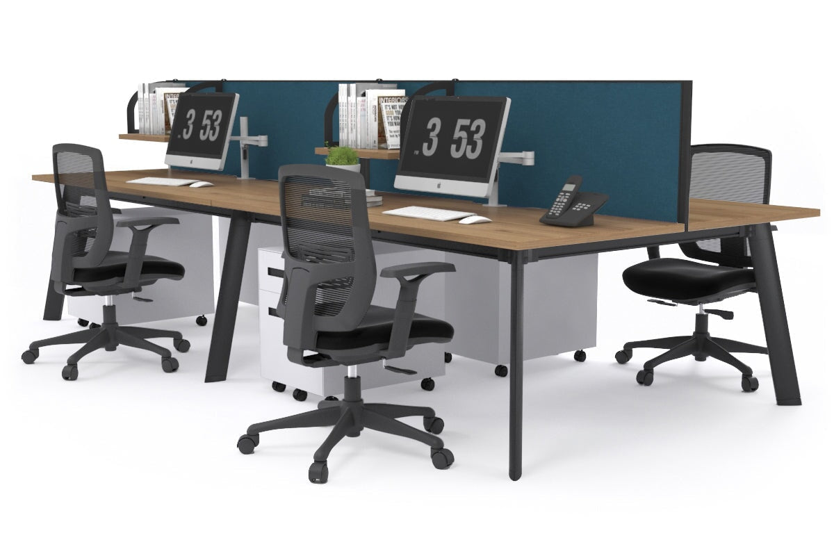 Switch - 4 Person Workstation Black Frame [1400L x 700W] Jasonl salvage oak deep blue (500H x 1400W) 