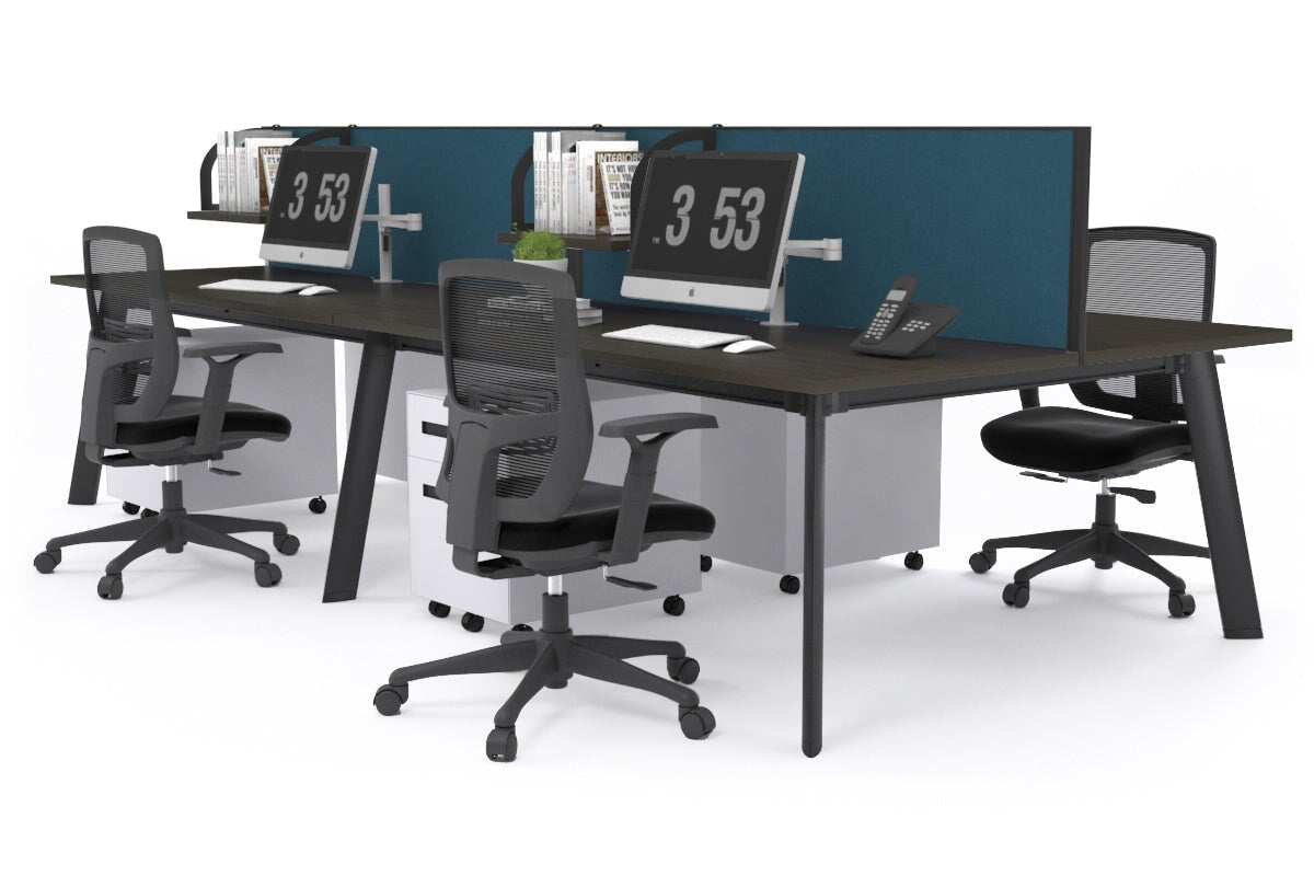 Switch - 4 Person Workstation Black Frame [1400L x 700W] Jasonl dark oak deep blue (500H x 1400W) 