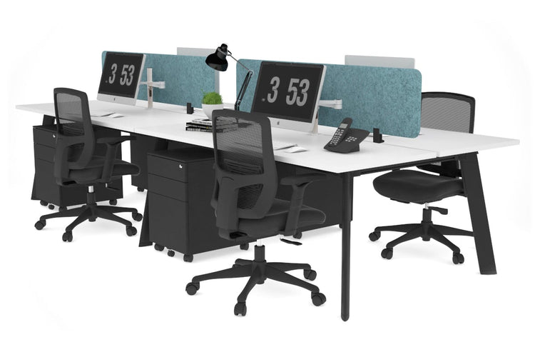 Switch - 4 Person Workstation Black Frame [1400L x 700W] Jasonl white blue echo panel (400H x 1200W) 