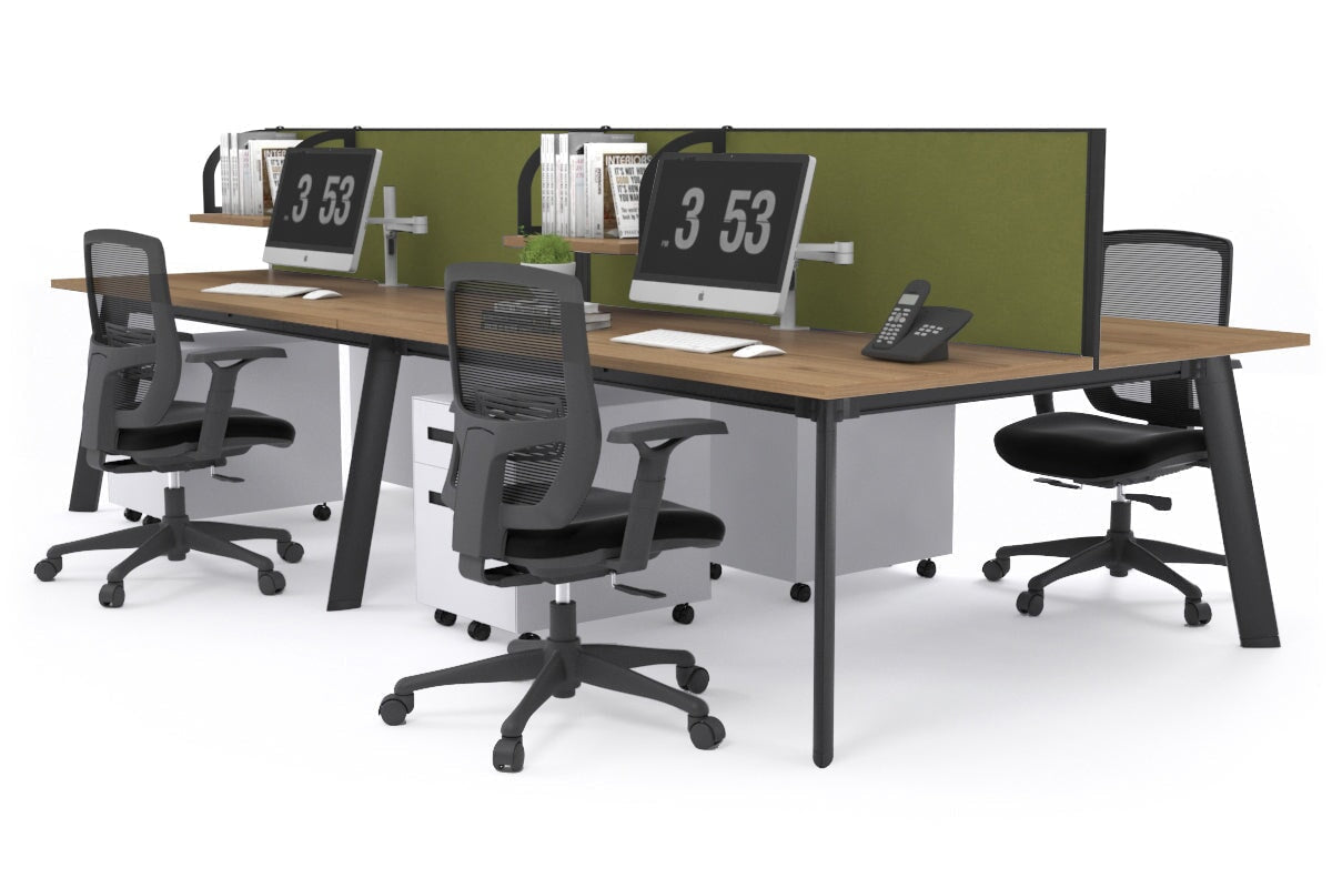 Switch - 4 Person Workstation Black Frame [1400L x 700W] Jasonl salvage oak green moss (500H x 1400W) 