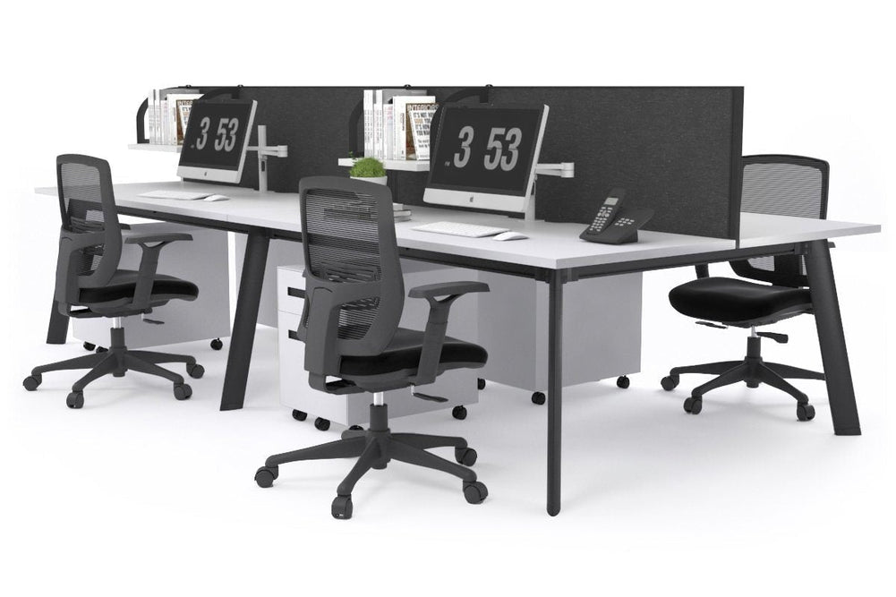 Switch - 4 Person Workstation Black Frame [1400L x 700W]-white moody charcoal (500H x 1400W) 