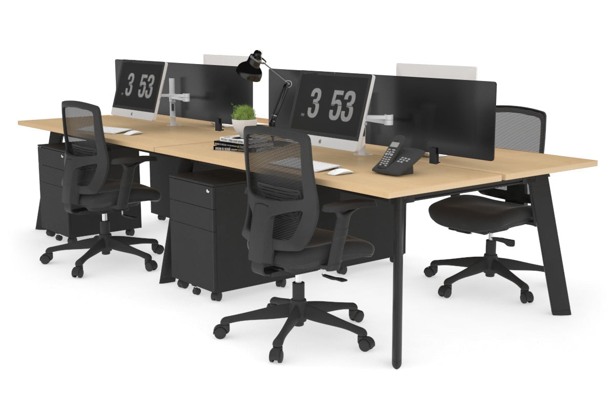 Switch - 4 Person Workstation Black Frame [1400L x 700W] Jasonl maple black perspex (400H x 800W) 