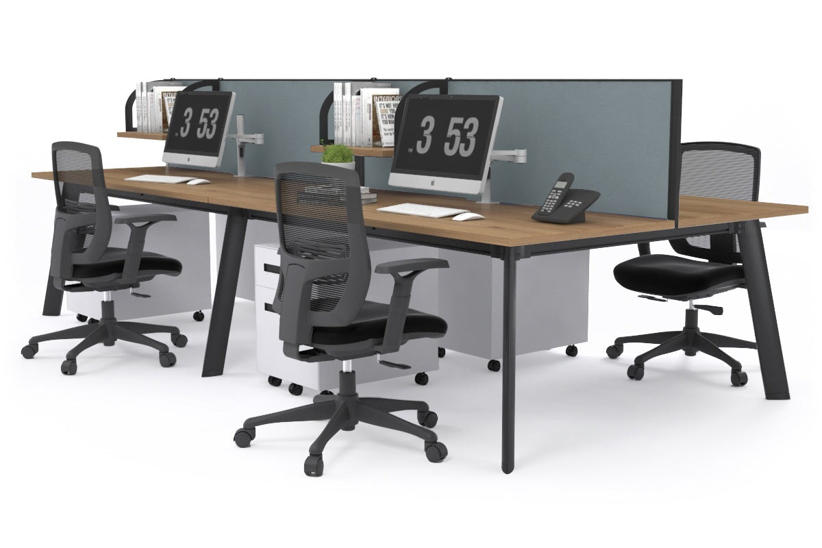 Switch - 4 Person Workstation Black Frame [1400L x 700W] Jasonl salvage oak cool grey (500H x 1400W) 