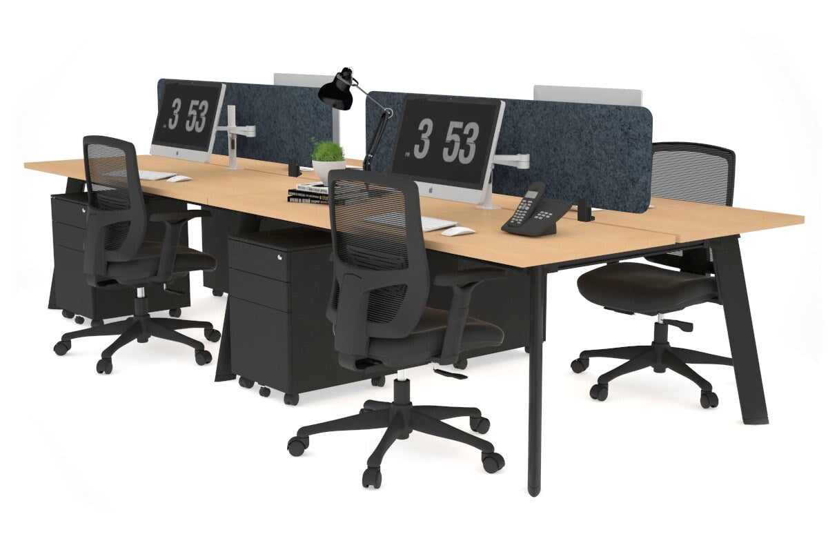 Switch - 4 Person Workstation Black Frame [1400L x 700W] Jasonl maple dark grey echo panel (400H x 1200W) 